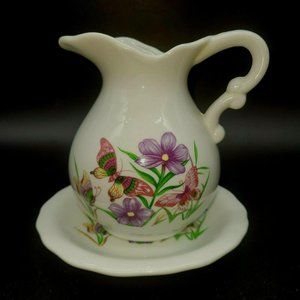 Vintage Hand Painted Japan Ceramic Pitcher & Match